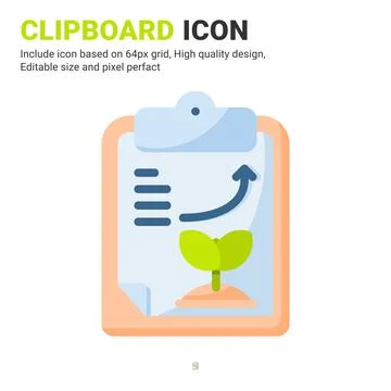 Clipboard icon vector with flat color style isolated on white background Stock Illustration