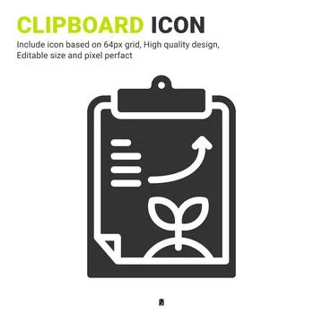 Clipboard icon vector with glyph style isolated on white background 스톡 일러스트