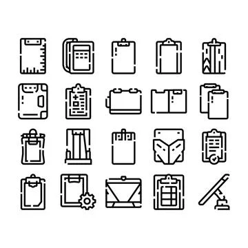 Clipboard icons set displaying document organization and management 스톡 일러스트