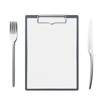 Clipboard with knife and fork 库存插图
