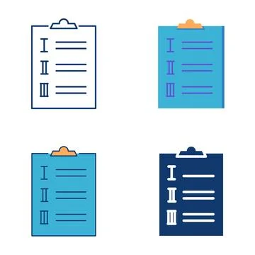 Clipboard with list icon set Stock Illustration
