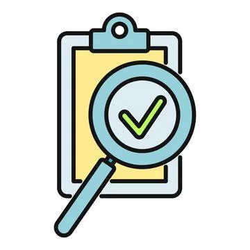 Clipboard magnifying glass checking document for quality control Stock Illustration