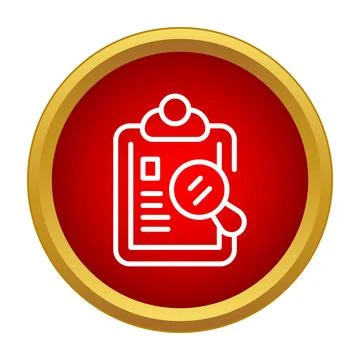 Clipboard with magnifying glass icon for data analysis Stockillustratie