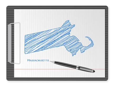 Clipboard Massachusetts map Stockillustratie