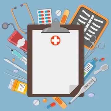 Clipboard with medical elements Stock Illustration