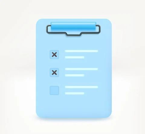 Clipboard with paper contract. concept. 3d vector icon Stock Illustration