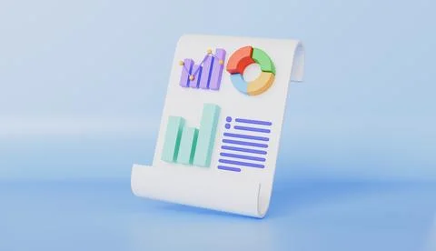 Clipboard paper with Data analytics, Dashboard and Business financial report Illustrazione stock
