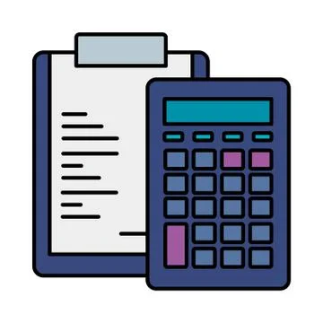 Clipboard with paper document with calculator Stock Illustration