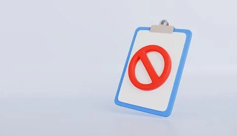 Clipboard with paper notes with forbidden reject, Disapprove icon symbol Stockillustratie