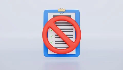 Clipboard with paper notes with forbidden reject, Wrong Choice, Cancel 库存插图