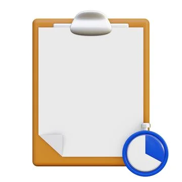 Clipboard with paper, timer, and stylish electric blue circle fashion accessory イラスト素材