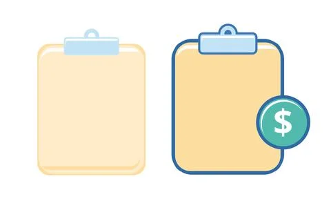 Clipboard Payment Icons with Document Checklist and Price Badge for Busines.. 스톡 일러스트
