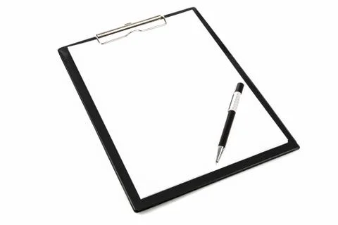 Clipboard with pen 스톡 사진