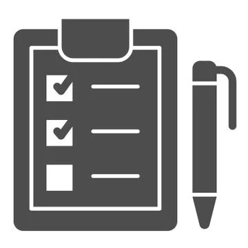 Clipboard with pen solid icon. Checkboard and pen vector illustration isolated イラスト素材