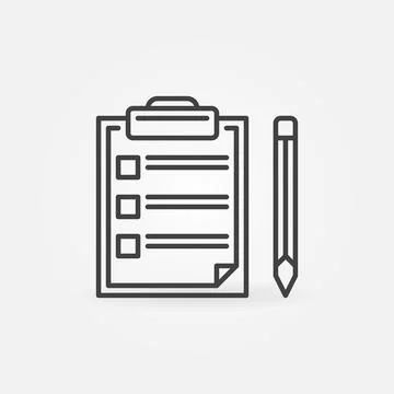 Clipboard with Pencil vector Tasks concept outline icon イラスト素材
