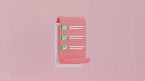 Clipboard on pink background. Notepad icon. Clipboard task management todo .. Stock Illustration