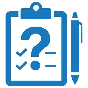 Clipboard with question mark icon. Checklist survey vector. Illustrazione stock