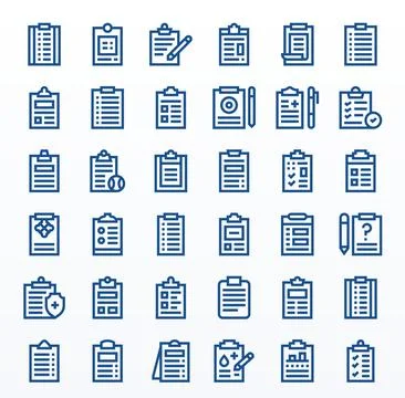 Clipboard Scalable Vector Set featuring 36 Editable Bold Line Retina Ready .. 库存插图
