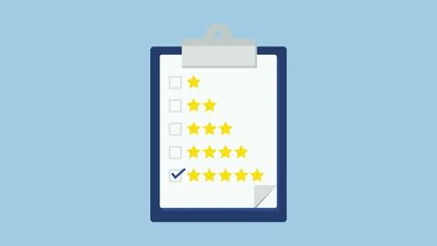 Clipboard with a sheet of rating paper on checkbox 2d with Alpha Matte Stock Footage 335607870