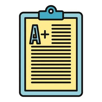 Clipboard sheet showing a plus exam result grade Stock Illustration