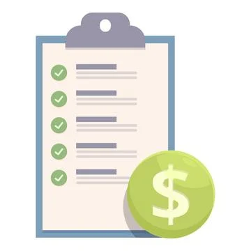 Clipboard showing completed tasks with dollar sign icon Stock Illustration