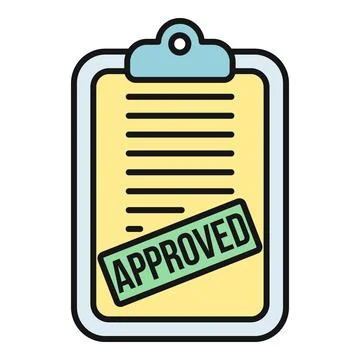 Clipboard showing a document with an approved green stamp Illustration