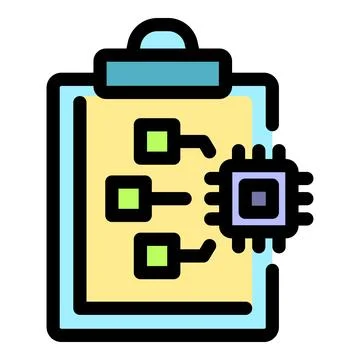 Clipboard showing electronic circuit with microchip, hardware engineering c.. Stock Illustration