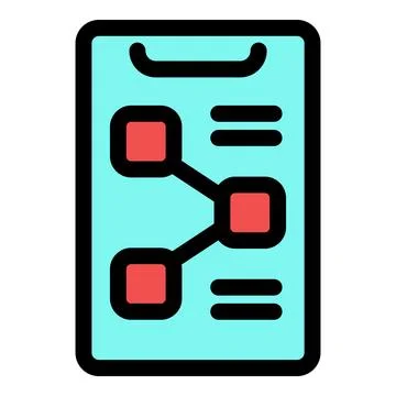 Clipboard showing interconnected squares representing data flow 스톡 일러스트