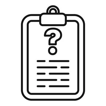 Clipboard showing question mark icon for asking questions Ilustração Stock