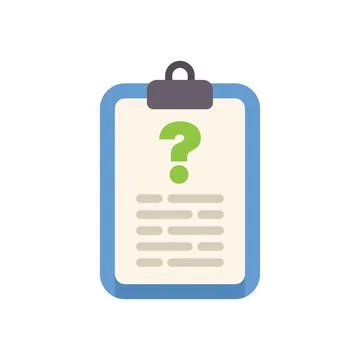 Clipboard showing question mark on paper for examination Stock Illustration
