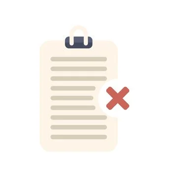 Clipboard showing rejected document with an x mark イラスト素材