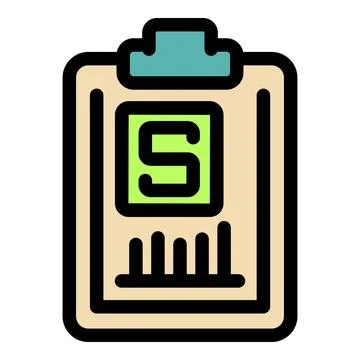 Clipboard showing statistics data and letter s symbol Stock Illustration