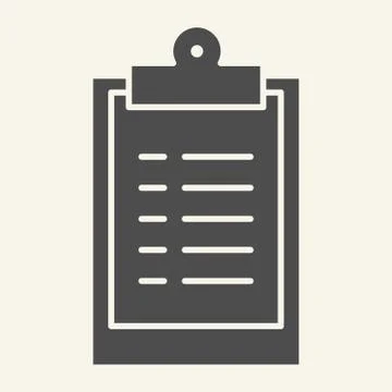 Clipboard solid icon. Document graph vector illustration isolated on white. Form Stock Illustration