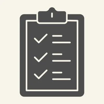 Clipboard solid icon. Document vector illustration isolated on white. Checklist Stock Illustration