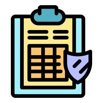 Clipboard with spreadsheet and shield, representing data protection and sec.. Stock Illustration