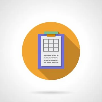 Clipboard with spreadsheet round flat vector icon Stock Illustration
