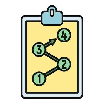 Clipboard with steps showing strategic process workflow Stock Illustration