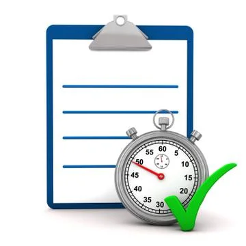Clipboard stopwatch tick Stock Illustration