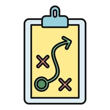 Clipboard with strategic game plan arrow icon Stock Illustration