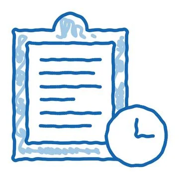 Clipboard Tablet With Tasks doodle icon hand drawn illustration Stock Illustration