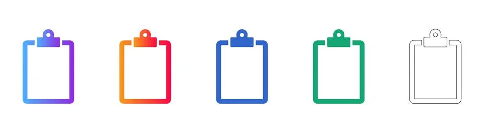 Clipboard Task Icon Set with Gradient Styles Stock Illustration