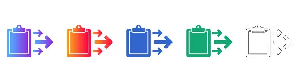 Clipboard Task Icons in Gradient and Outline Styles Stockillustratie