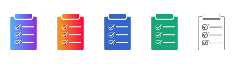 Clipboard Task List Icon Set Stock Illustration