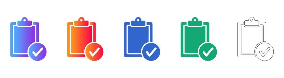 Clipboard Task Management Icon Set Stock Illustration