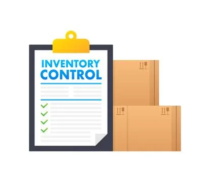 Clipboard with text Inventory Control near the boxes. Inventory management Stock Illustration
