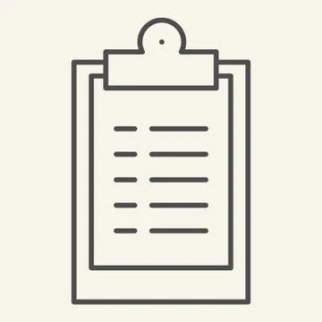 Clipboard thin line icon. Document graph vector illustration isolated on white 스톡 일러스트