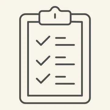 Clipboard thin line icon. Document vector illustration isolated on white Illustrazione stock