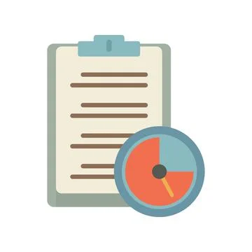 Clipboard time task icon flat isolated vector Illustrazione stock