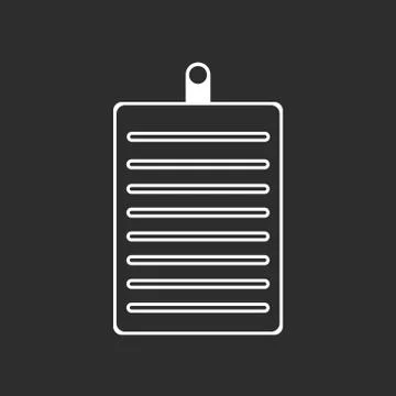Clipboard vector icon. white illustration isolated on black background for gr Stock Illustration