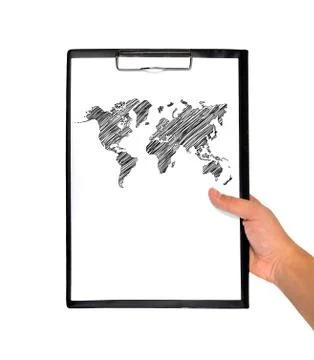 Clipboard whit drawing map Stock Photos